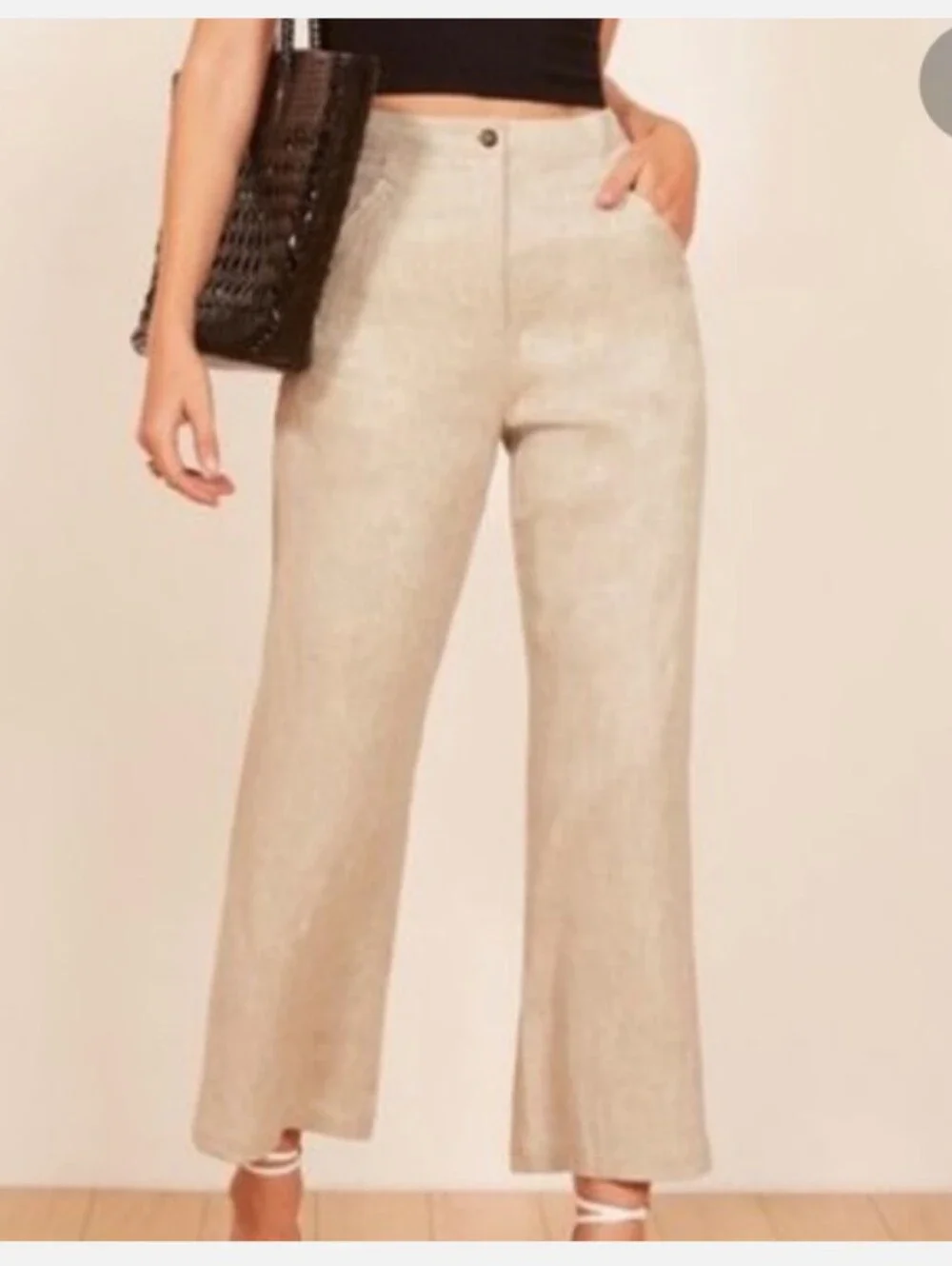 NWT Reformation Jaylene Wide Leg Linen Pant Size 10  Sand Color